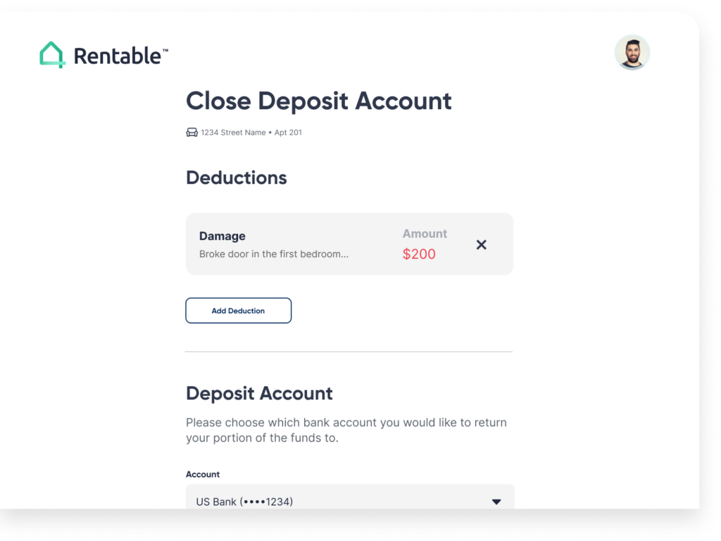 a screen shot of a deposit account.